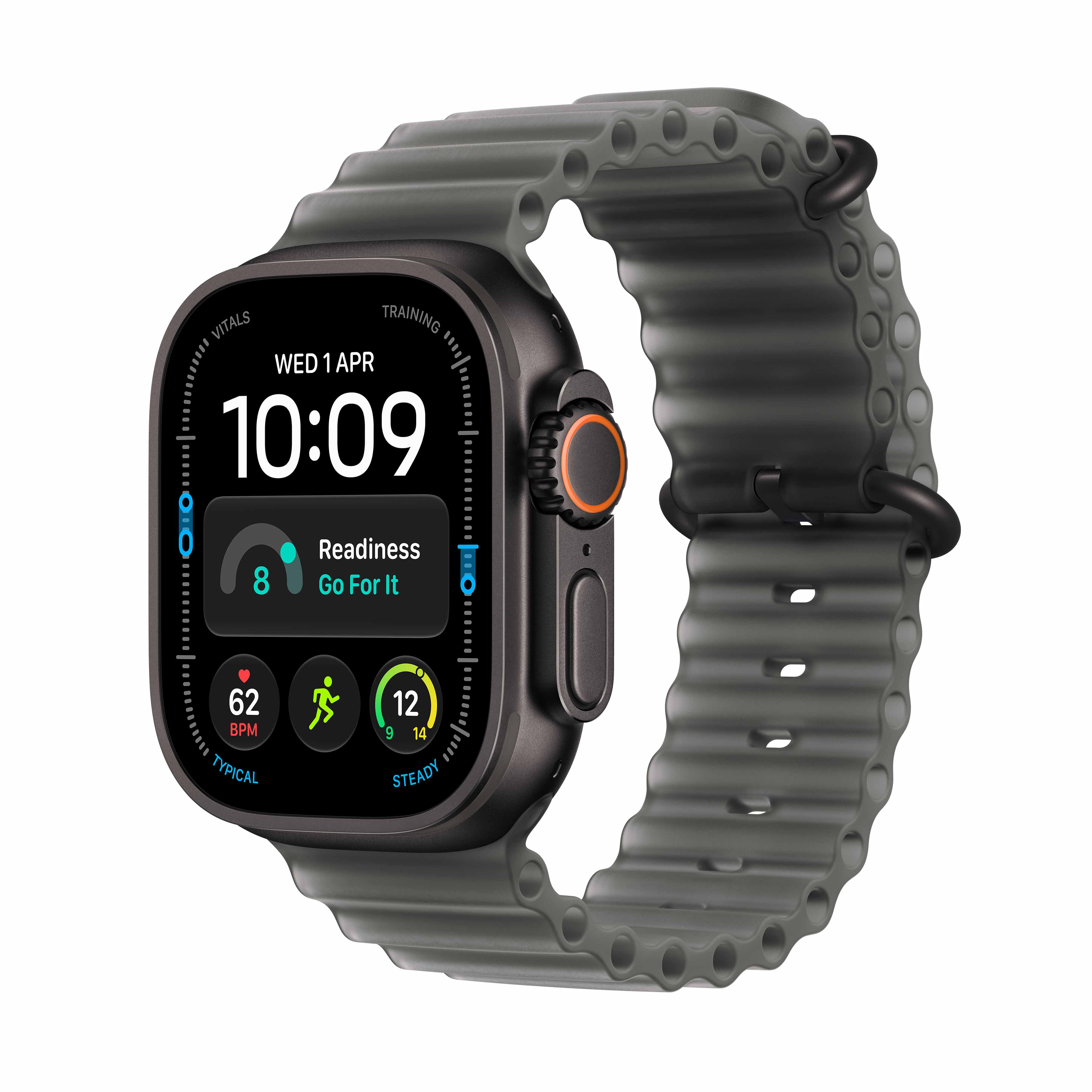 Apple Watch Ultra 4 - Black Titanium Case with Translucent Black Ocean Band