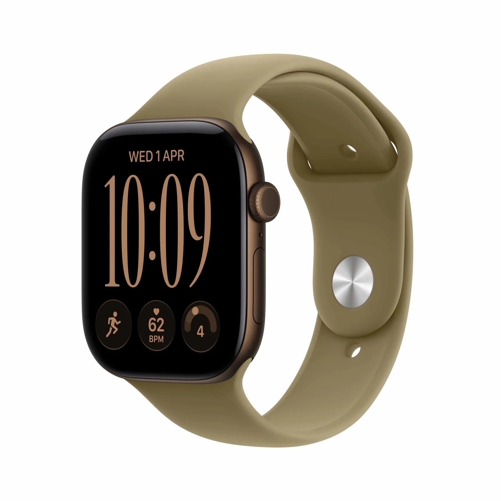 Apple Watch Series 12 - Dark Bronze Aluminium Case with Olive Sport Band