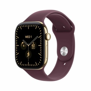 Apple Watch Series 12 - Radiant Gold Titanium Case with Burgundy Sport Band
